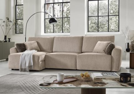Gemini Fabric 3 Seater Power Glider Sofa with Chaise Storage