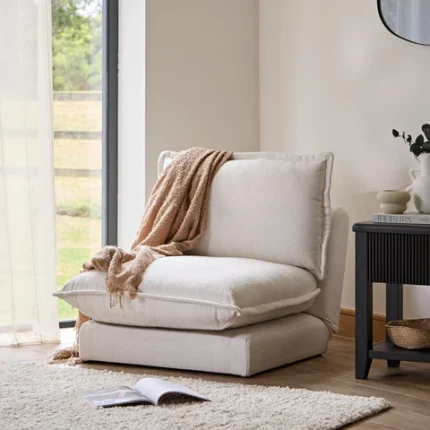 Harlow Single Sofa Bed - Chalk White Boucle