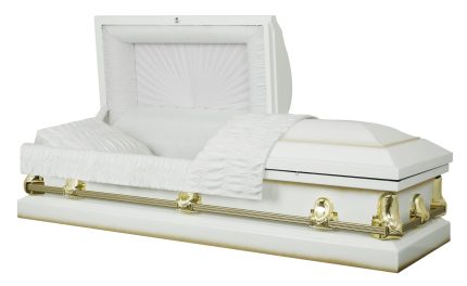 Spartan White And Gold Casket with White Crepe Interior - Metal Casket