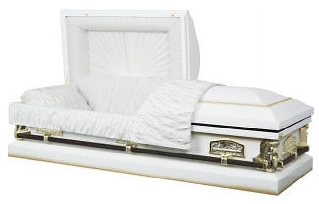 White Casket With Flowers